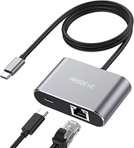 USB C Gigabit Ethernet Adapter with 60W Charging Port, 1000 Mbps Ethernet to Type C,Thunderbolt 3 to RJ45 LAN Network Adapter with Power Delivery for MacBook Pro,Mac,Chromecast Google TV,iPad Air,Dell