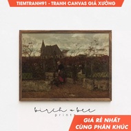 Tranh treo tường Vintage French Village Autumn Painting French Women Doing Laundry Antique Fall La