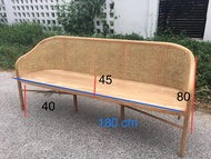 Fee Delivery Bench Teak Wood Rattan Bench #เก้าอี้ม้านั่ง ม้านั่ง L180 W45 H40 CM โมเดิร์นสไตล์วินเท