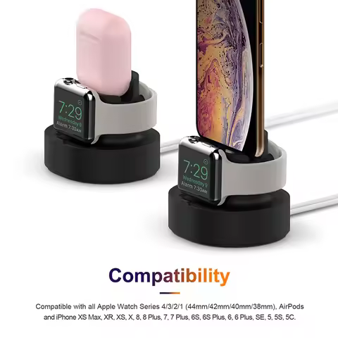 2 In 1 Phone Watch Earphone Silicone Charging Stand Holder for IPhone 14 15 Pro Max IWatch Airpods P