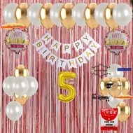 20Pcs Children's Birthday Decoration Balloons Happy Birthday Banner Foil Curtain Birthday Backdrop C