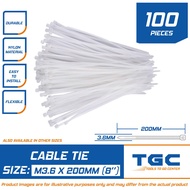 100PCS ( M3.6 X 200 mm) Black Nylon Cable Tie Zip Tie Cable Binder Plastic Fasten Organizer Wire Cor