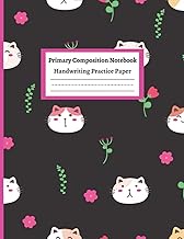 Primary Composition Notebook Handwriting Practice Paper: Cute Cat Kindergarten writing paper with li