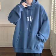 【Plus Size M-8XL】Man Long Sleeve Hoodie Fashion Simple Letter Print Hooded Streetwear Pullover Sweat