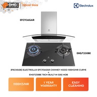 [PACKAGE] Electrolux EFC936GAR 90cm Designer Chimney Hood 1100-1300m3/hr ECT9520G + EHG7230BE 78cm G