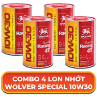 NHẬN QUÀ VỚI COMBO 4 LON - NHỚT XE TAY GA WOLVER SPECIAL RACING 10W30 - FULLY SYNTHETIC - 0.8L JASO