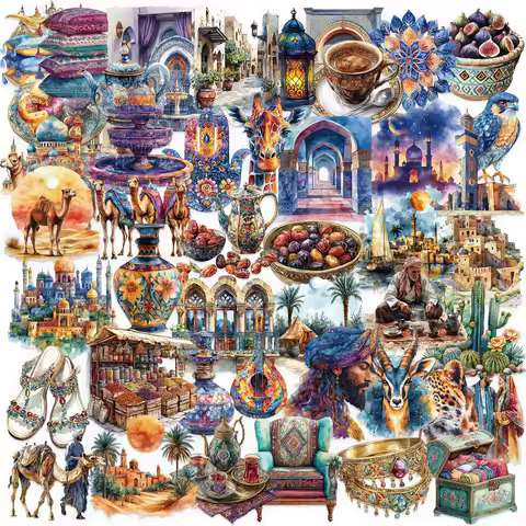 50pcs Arabic Theme Stickers Cartoon Cute Decals Stationery Guitar Phone Bicycle Laptop Luggage Car G