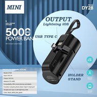 Baru! POWERBANK 5000MAH Mini DOOKING Kapasitas Lima Ribu Mah Jack USB C INPUT LIGHTNING & USBC Super