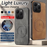 15 1 5 T X Pro Plus 15T 15X 15Pro 15ProPlus Realme15T Napa-textured Magnetic Suction PU Silicone Lea