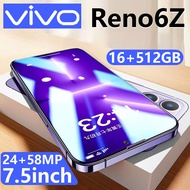 【รับประกัน12เดือน】ส่งฟรี โทรศัพท์VIV0 Reno6Z แท้ 5G โทรศัพท์มือถือ หน้าจอขนาดใหญ่ 7.5 นิ้ว RAM16GB+ROM512GB โทรศัพท์มือถือ โทรศัพท์ ถูกๆ ดี โทรศัพท์ของแท้ โทรศัพท์ แท้ มือถือ ถูกๆ แท้ มือถือล้างสตอก มือถือ ถูกๆ แท้ โทรสัพมือถือ มือถือของแท้Reno6Reno7Reno8