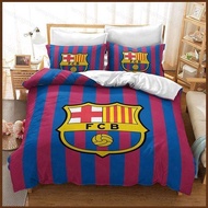 Football Team Bedsheet Set Single Double Size Bed Sheet FCB Logo Bedroom Comfortable Washable Pillowcase Set