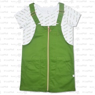 Moose Girl Green Jumper Dress with White Mid Crop Blouse Set (GJDIT- 3277)