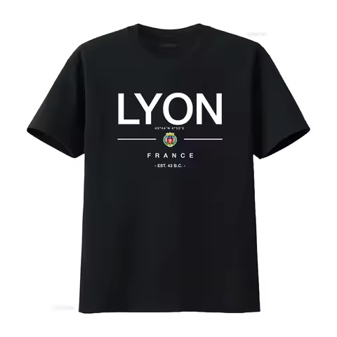 Lyon France T Shirt Vacation Apparel Souvenir Jersey French City Print Fashion vintage Washed Stylis