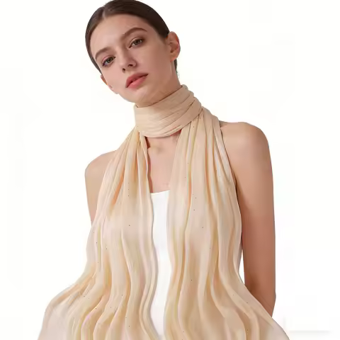 New Glimmer Rhinestones Satin Crepe Crinkle Shawl Breathable Light Weight Muslim Women Scarf Hijab L