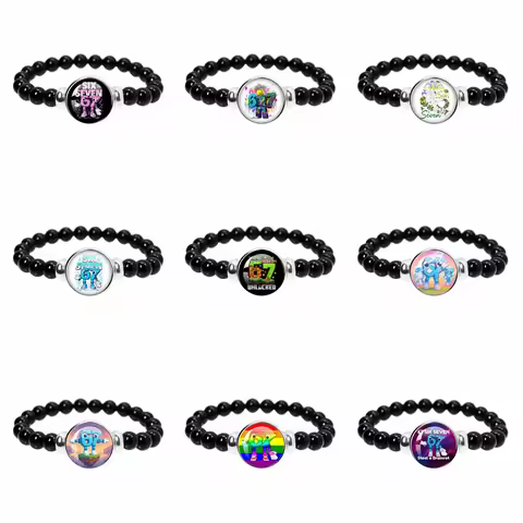 Six Seven 67 Beaded Bracelet Funny Brainrot Meme Elastic Bead Bracelet Wristband Children Jewelry Ac