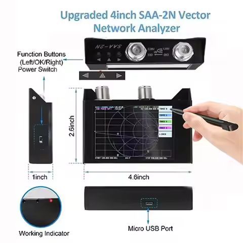 (BABQ) NanoVna SAA-2N Antenna Analyzer VNA 50KHz -3GHz Vector Network Analyzer 4" Inch LCD,HF VHF UH