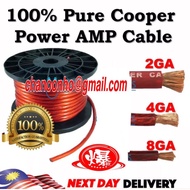POWER AMP CABLE Wire 2GA 4GA 8GA 100% Full Copper OFC Cable 1 Meter , 2 Meter