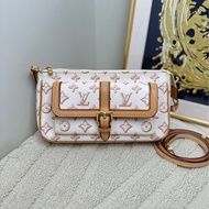 Lv路易威登 Maxi Multi Pochette 金色搭扣鏈條徽標 五合一包腋下包手提單肩斜挎包 米黃色