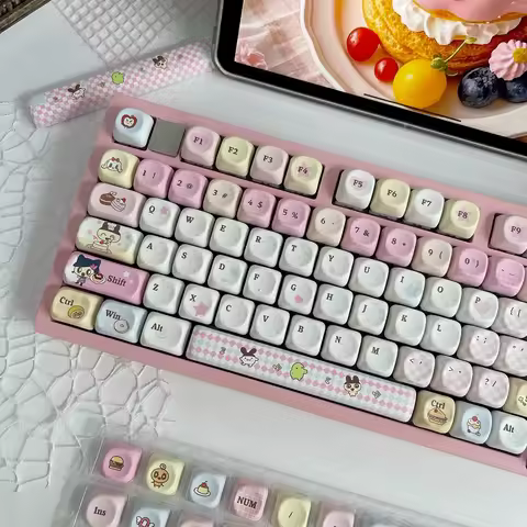 Cute Anime Keycaps,134 Keys MOA Profile Dye-Sub GMK Custom PBT Key Cap For MX Mechanical Keyboards 6