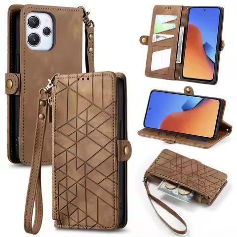 Zipper Pocket Case for ZTE Blade A75 A72S A54 A35E A35 A34 Leather Wrist Lanyard Wallet Flip Cover F