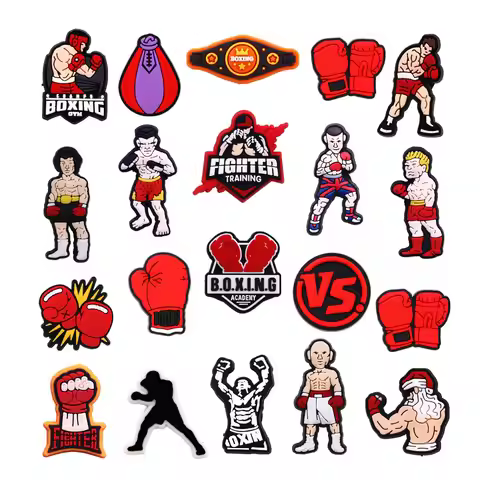 1 Pcs Fighter Training Shoe Charms Decorations Designer Boxing Gloves Fits for Garden Sandal Buckle 