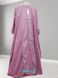 Geka Collection Gamis SANUM Crinkle Airflo mix Brukat Malika Dress Muslim Nyaman Mewah Panjang Lembu