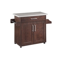 Tekkashop FDKT391BR Retro Styled Particle Board Kitchen Trolley With Castors In Brown