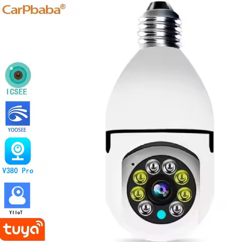 CARPBABA 2MP 1080P Wifi Bulb E27 Surveillance Camera Full Color Night Vision 360° Rotating Tracking 