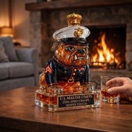 Marine Bulldog Whiskey Decanter Military Liquor Bottle USMC Inspired Bar Decor Empty Glass Bottle