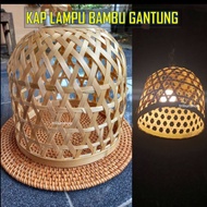 Kap Lampu Bambu Gantung Dekorasi Tipe Tabung Besar Minimalis Hias Cafe