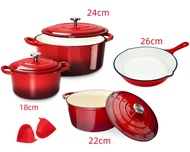 【จัดส่งภายใน 24 ชม】Enamel pot French saucepan soup pot deep hot pot saucepan 18cm/20cm/24 cm cool colored cast iron pot