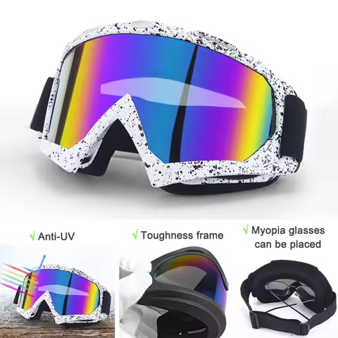 Ski Snowboard Goggles Windproof Anti-Fog Motorcycle Goggles UV Protection Helmet Goggles Vintage Off