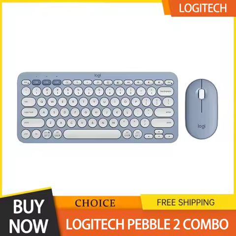 Logitech Pebble 2 Combo Wireless Keyboard and Mouse Quiet and Portable Customizable Logi Bolt Blueto