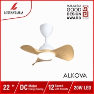 ALPHA ALKOVA 22" REMOTE CONTROL DC MOTOR CEILING FAN - MILI-3B LED 22"