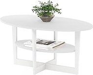 Furinno Jaya Oval Coffee Table, 35.43 (W) x 16.49 (H) x 19.69 (D) inches, White