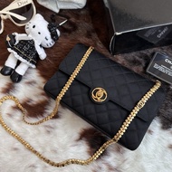 CHANEL 香奈兒 黑色 緞面肩背包