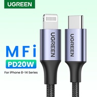 UGREEN USB C Type-C to Lightning Cable MFi Certified iPhone Charging Cable for iPhone 14 13 Pro Max iPhone 14 Plus iPhone 12/11/X/XR/XS/8 Series, iPad 9, AirPods Pro, and More
