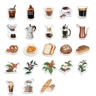 46pcs  Coffee-related Stickers Retro-style Items Hand-held Decorative Diy Stickers，Stationery Decoration Stickers Suitable  For Photo Albums Diaries Cups Laptops Mobile Phones Scrapbooks
