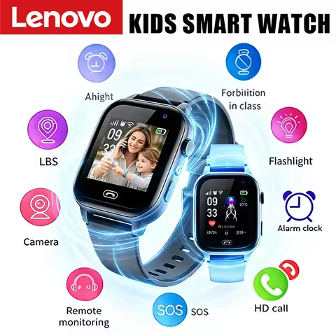 Lenovo Kids 5G Smart Watch WIFI SOS GPS Location Video Call Sim Card Camera With Light Touch-screen