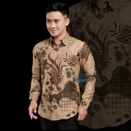 RUZZA Kemeja Batik Pria Lengan Panjang Baju Batik Laki-laki Seragam Modern Kemeja Kantor Batik Pekal