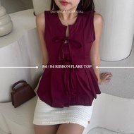 84 / 84 Ribbon Flare Top | Coquette Top Ribbon Top Peplum Top Coquette Blouse Women's Ribbon Top Coq