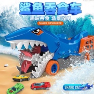 Children Hungry Shark Swallow Track Dinosaur Deformation Sliding Boy Catapult Alloy Car Toy Educatio