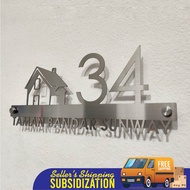 Stainless Steel 304 Modern Metal Home Address Plate House Number Sign 3D Floating Nombor Rumah Logo 