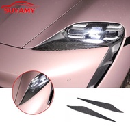 Soft Carbon Fiber Car Headlights Lamp Brow Trim Sticker For Porsche Taycan 2019-2022 Car Accessories