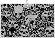 Skull Golf Towel for Golf Bags with Clip for Men &amp; Women | Halloween Sugar Skull Golf Towel for Boys Girls Kids Dad Clubs | Golf Accessories and Golf Gifts for Golf Fan | 15" x 24"