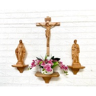 Catholic altar set 30cm, Mother of Grace, Beech wood
