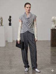 Fait a Main Paris Grey Melange Draped Cowl Neck Top Size S M L Sandro Maje Sezane Ba&sh Style French