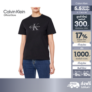 CALVIN KLEIN เสื้อยืดคอกลมแขนสั้นผู้หญิง Monogram Logo ทรง Regular รุ่น 47B865G UB1 - สีดำ