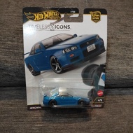 Hotwheels Nissan Skyline R34 Timeless Icon biru