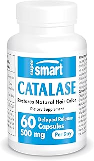 Supersmart - Catalase 500 mg Per Day - Natural Enzyme - Anti Aging - Increase Longevity - Restore Hair Color &amp; Protect DNA | Non-GMO &amp; Gluten Free - 60 DR Capsules